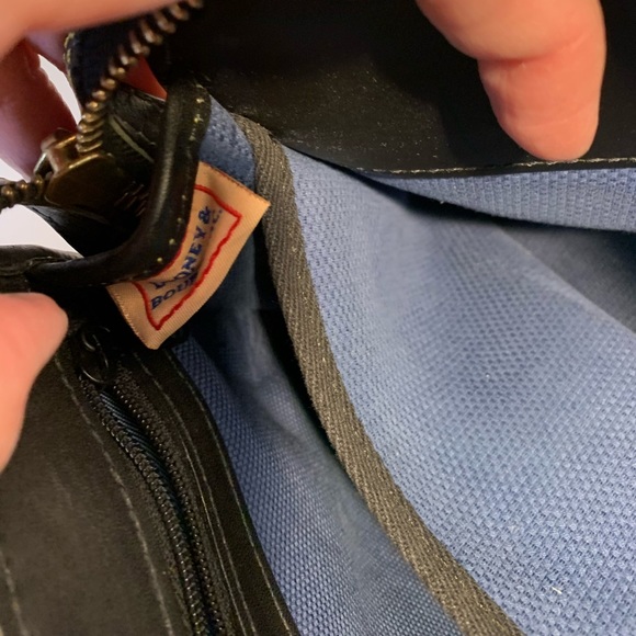 Vintage Dooney & Bourke Blue Leather Canvas Bag - Picture 11 of 14